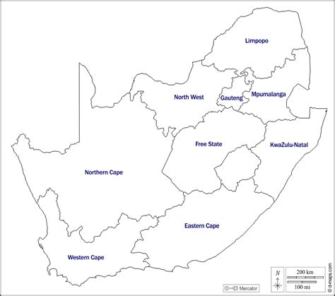south africa map provinces outline